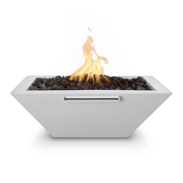 The Outdoor Plus 30 Square Maya Fire, Water Bowl, Powder Coated Metal, White, Liquid Propane OPT-30SQPCFWE12V-WHT-LP - main